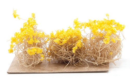 Dollhouse miniature YELLOW BRITTLE BUSHES, 3PC